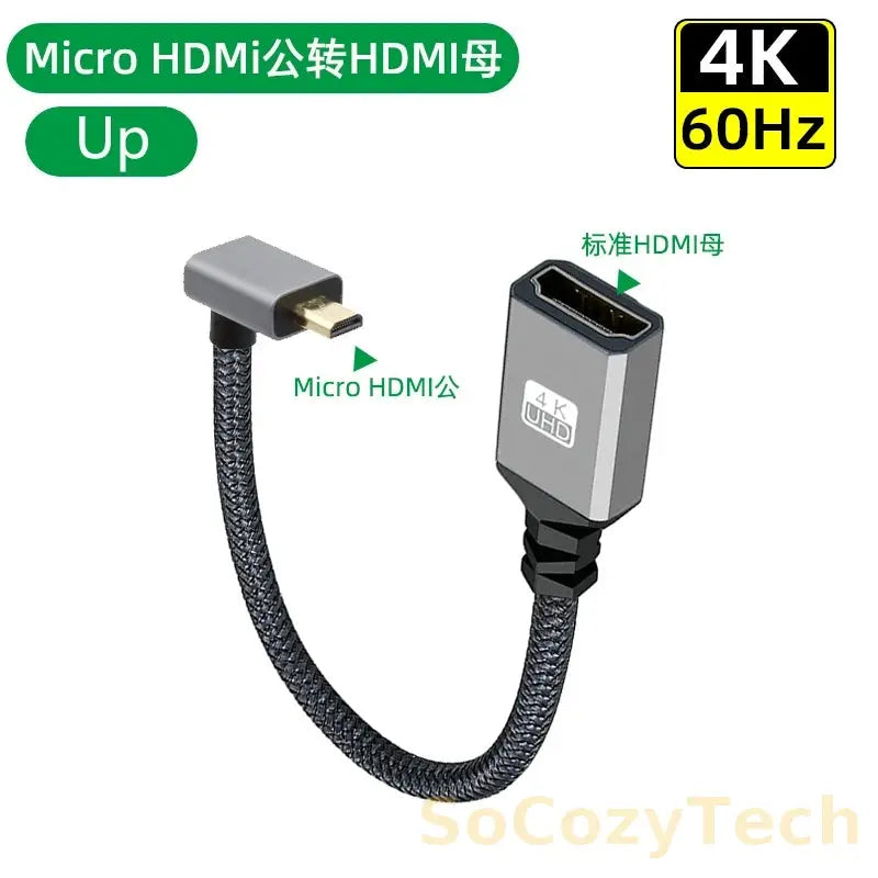 4K60Hz HDMI-Compatible Male To Female Extension Cable Micro/Mini HDMI-Compatible adapter Extender Wire Cord left/right/up/down Socosytech