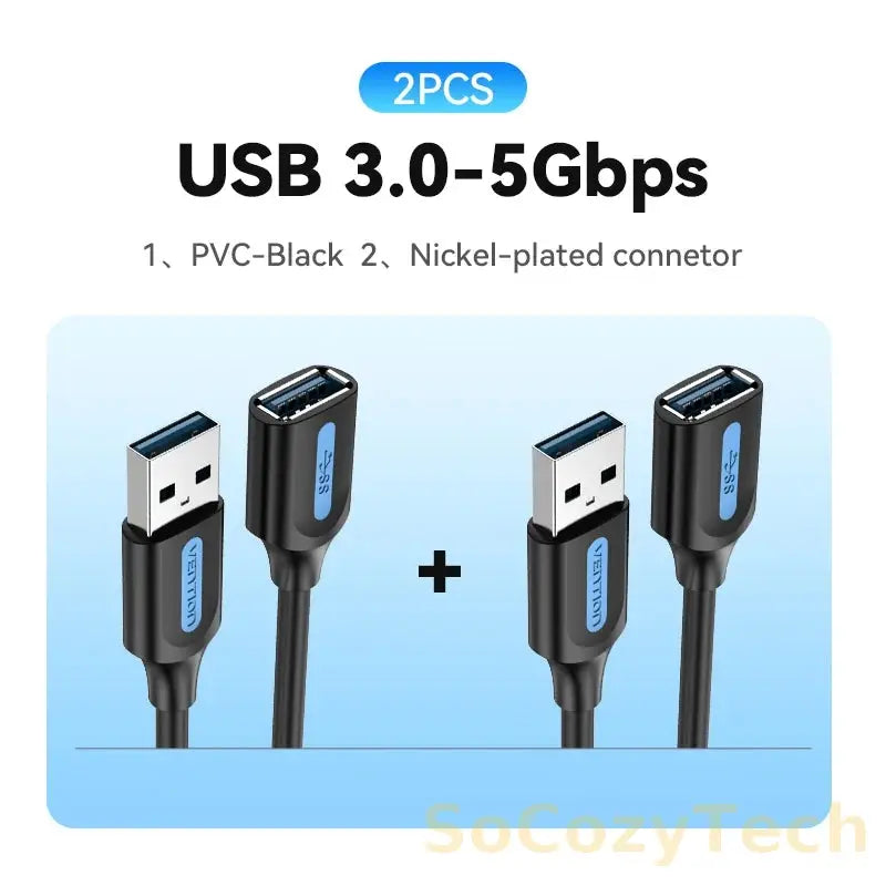 Vention USB 3.0 Extension Cable USB 3.0 2.0 Cable Extender Data Cord for PC Smart TV Xbox One SSD Fast Speed USB Cable Extension Socosytech