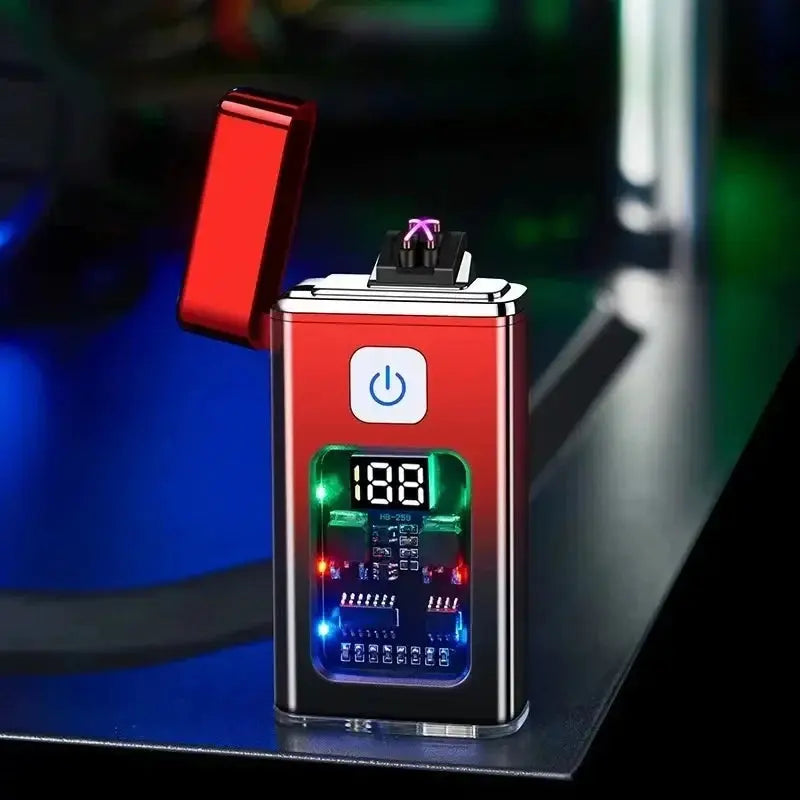 Briquet Plasma USB Arc Double – Allumage Électronique Rechargeable, Anti-Vent, Affichage LED (HB258) Socosytech