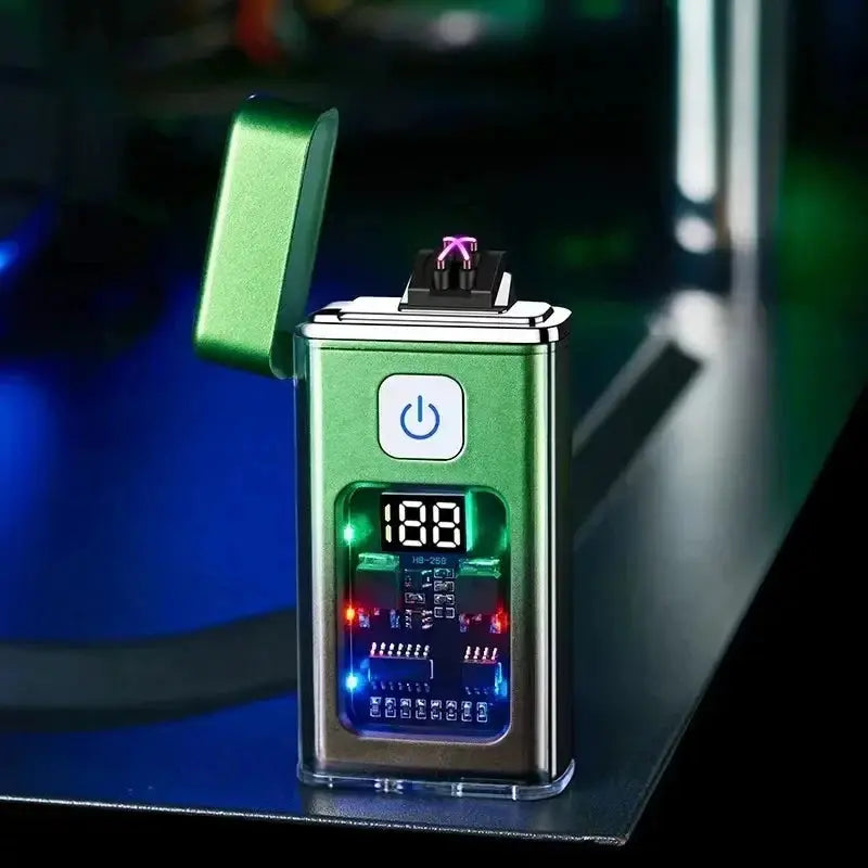Briquet Plasma USB Arc Double – Allumage Électronique Rechargeable, Anti-Vent, Affichage LED (HB258) Socosytech