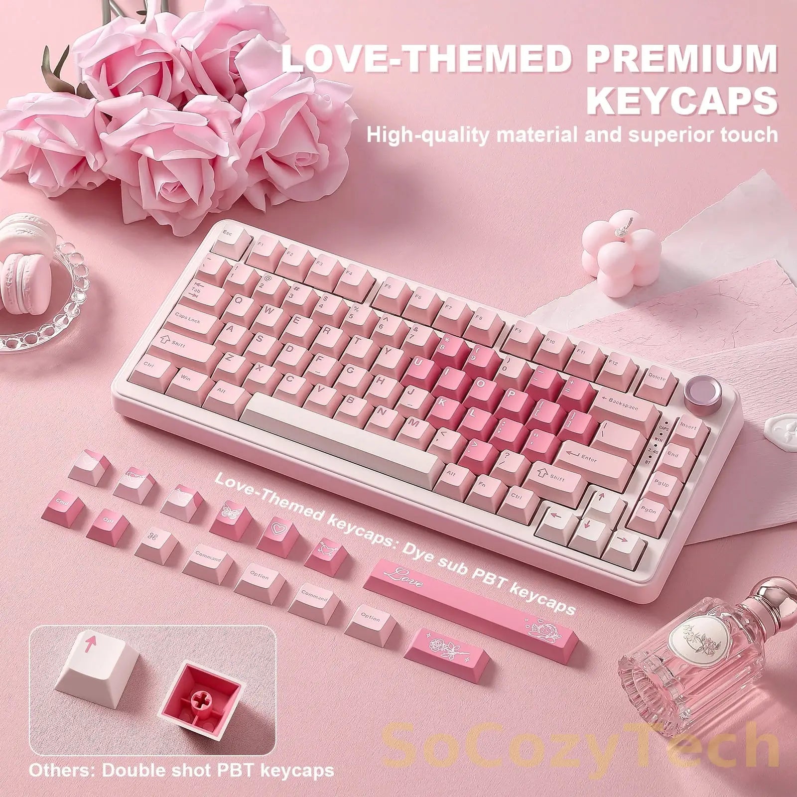 YUNZII B75 PRO – Clavier Mécanique Gaming 75% RGB Sans-Fil/USB, Knob Multimédia, Hot-Swap PBT Socosytech
