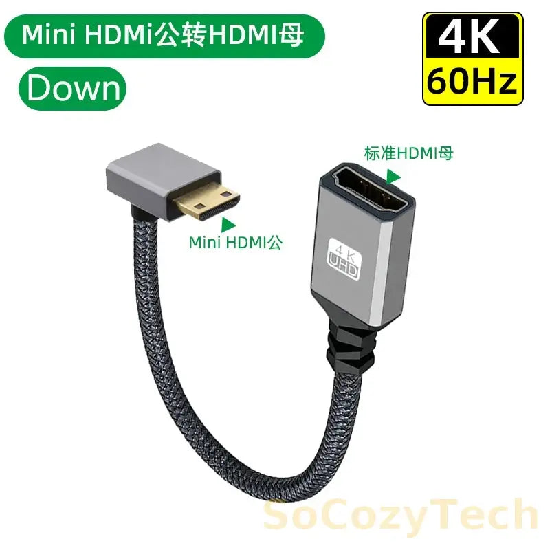 4K60Hz HDMI-Compatible Male To Female Extension Cable Micro/Mini HDMI-Compatible adapter Extender Wire Cord left/right/up/down Socosytech