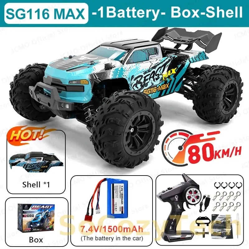 SG116MAX 80KM/H High Speed RC Car Brushless 4WD Off-Road Drift Remote Control Car 1:16 Professional Racing Cars SG116PRO 40KM/H Socosytech