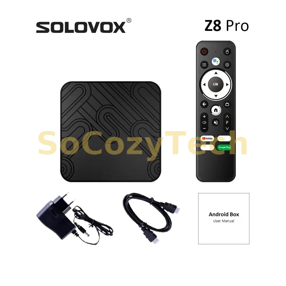 SOLOVOX Z8 Pro Android 12 Smart TV Box H618 Quad 2G 16G 4G 32G WiFi Bluetooth 5 Voice Assistant YouTube 8K Z8Pro Media Player Socosytech