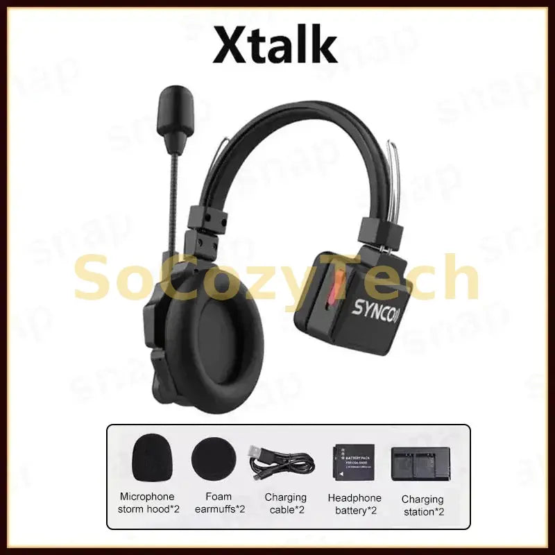 SYNCO Xtalk X1 X3 X5 2.4G Wireless Intercom System Communication Headset With Battery Noise Reduction Intercom Headset Socosytech