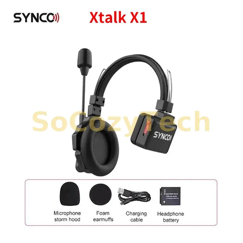 SYNCO Xtalk X1 X3 X5 2.4G Wireless Intercom System Communication Headset With Battery Noise Reduction Intercom Headset Socosytech
