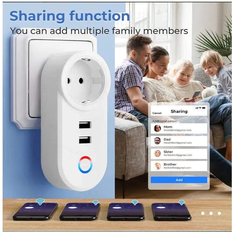 Prise Connectée WiFi 16A avec Double USB | Compatible Alexa, Google Home & Smart Life App SoCozyTech