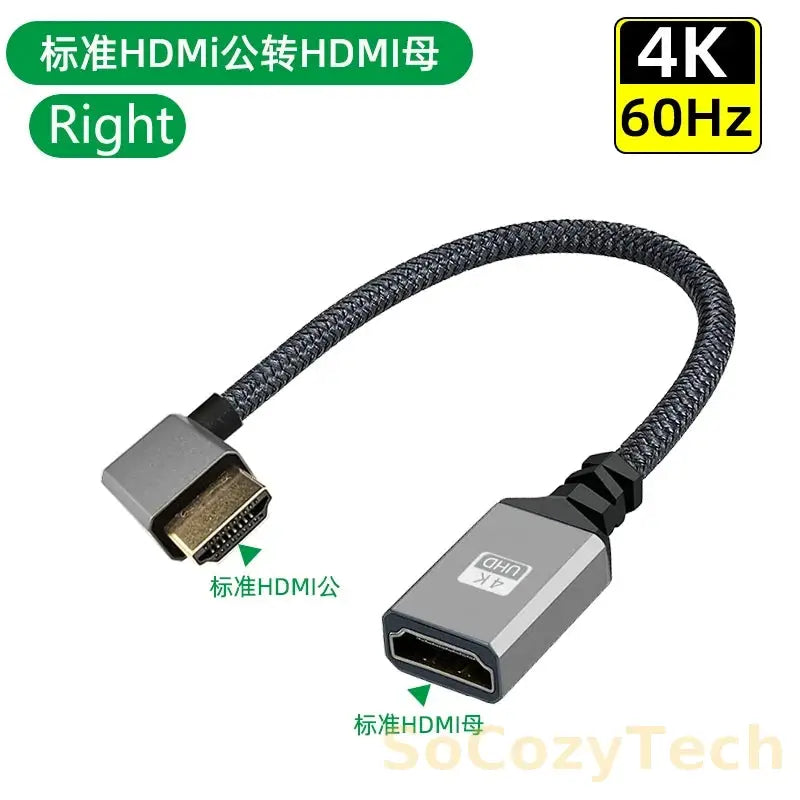 4K60Hz HDMI-Compatible Male To Female Extension Cable Micro/Mini HDMI-Compatible adapter Extender Wire Cord left/right/up/down Socosytech
