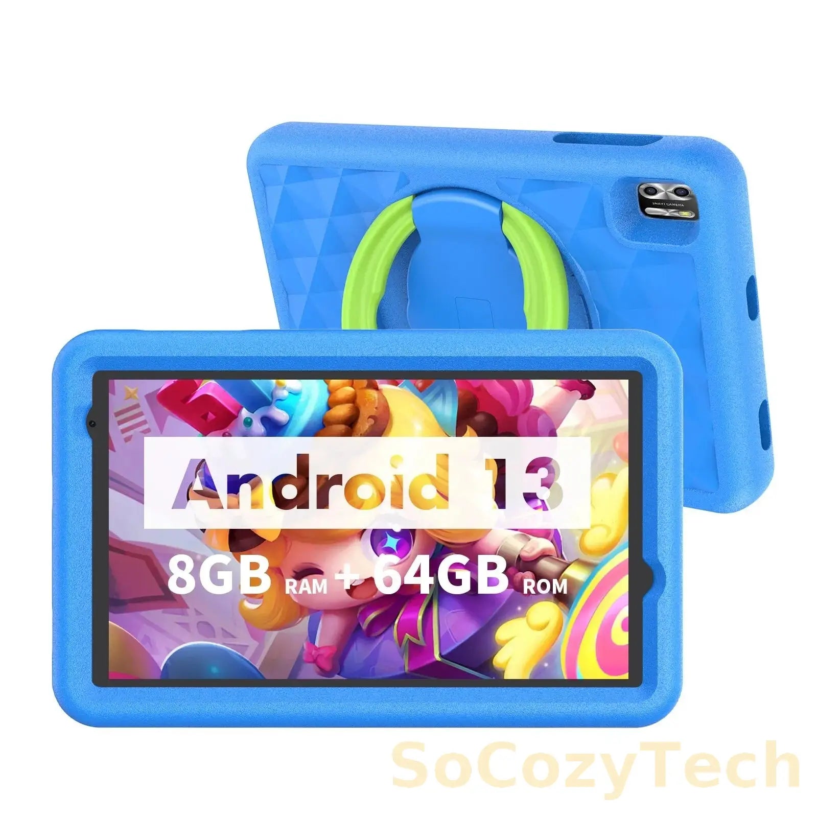 Tablette Enfant 8" Android 13 – RAM 8GB (4+4) + 64GB, WiFi, Contrôle Parental Socosytech