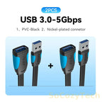Vention USB 3.0 Extension Cable USB 3.0 2.0 Cable Extender Data Cord for PC Smart TV Xbox One SSD Fast Speed USB Cable Extension Socosytech