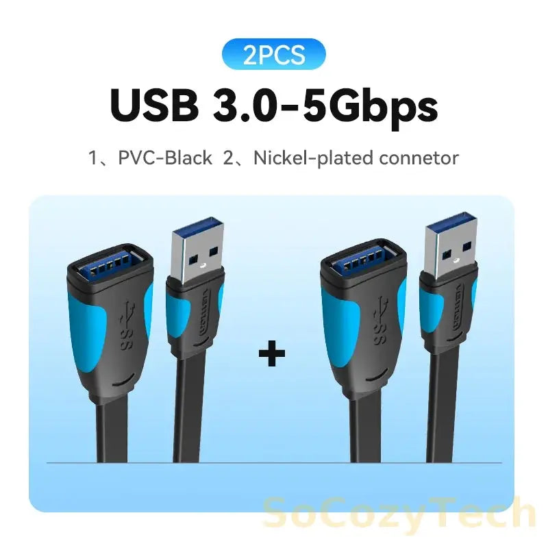Vention USB 3.0 Extension Cable USB 3.0 2.0 Cable Extender Data Cord for PC Smart TV Xbox One SSD Fast Speed USB Cable Extension Socosytech