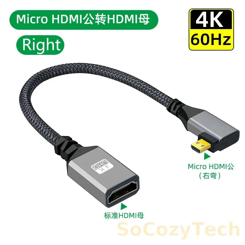 4K60Hz HDMI-Compatible Male To Female Extension Cable Micro/Mini HDMI-Compatible adapter Extender Wire Cord left/right/up/down Socosytech