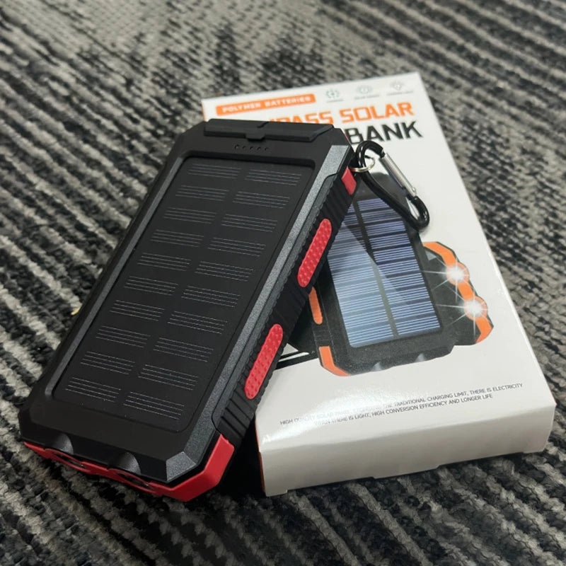 Batterie Solaire 20000mAh – Powerbank Étanche avec Boussole & Double USB