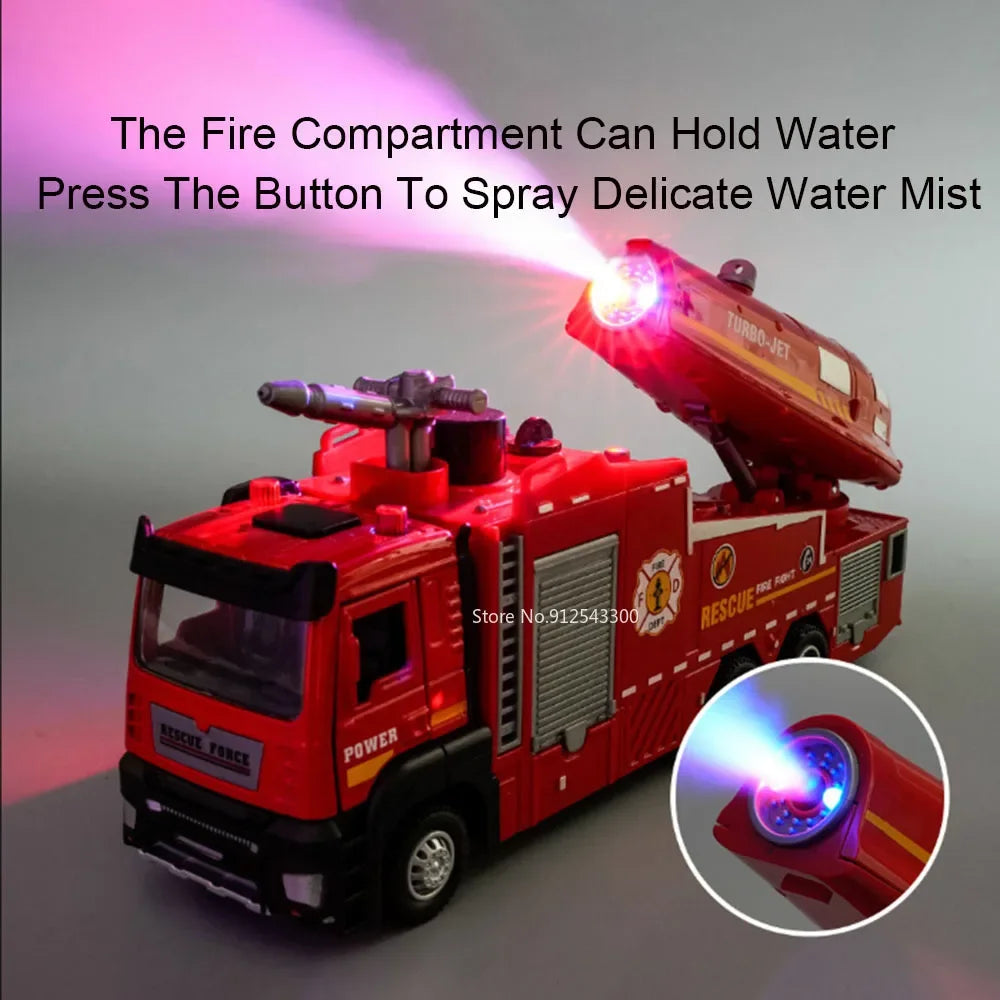 Camion de Pompiers Jouet 1:32 Métal – Sons, Lumières & Jet d’Eau | DUFFDUN