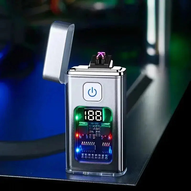 Briquet Plasma USB Arc Double – Allumage Électronique Rechargeable, Anti-Vent, Affichage LED (HB258) Socosytech