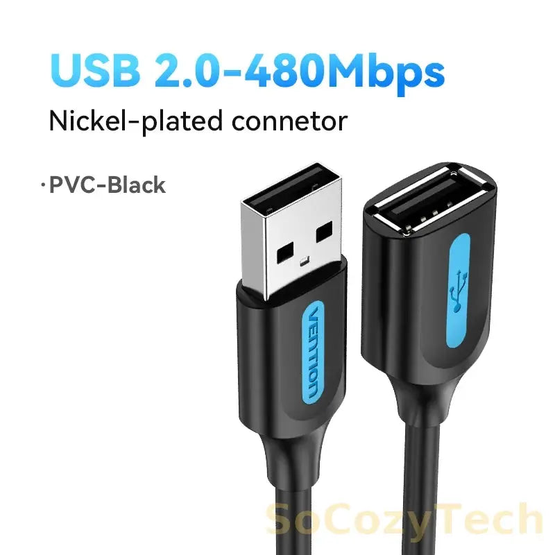 Vention USB 3.0 Extension Cable USB 3.0 2.0 Cable Extender Data Cord for PC Smart TV Xbox One SSD Fast Speed USB Cable Extension Socosytech