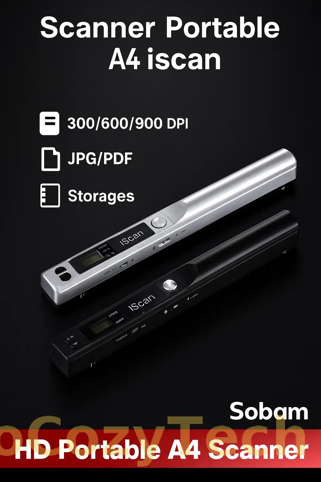 Scanner Portable A4 iScan – 300/600/900 DPI – JPG/PDF Socosytech