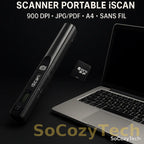 Scanner Portable iScan A4 – 900 DPI, USB, JPG/PDF, Mobile & Sans Fil Socosytech