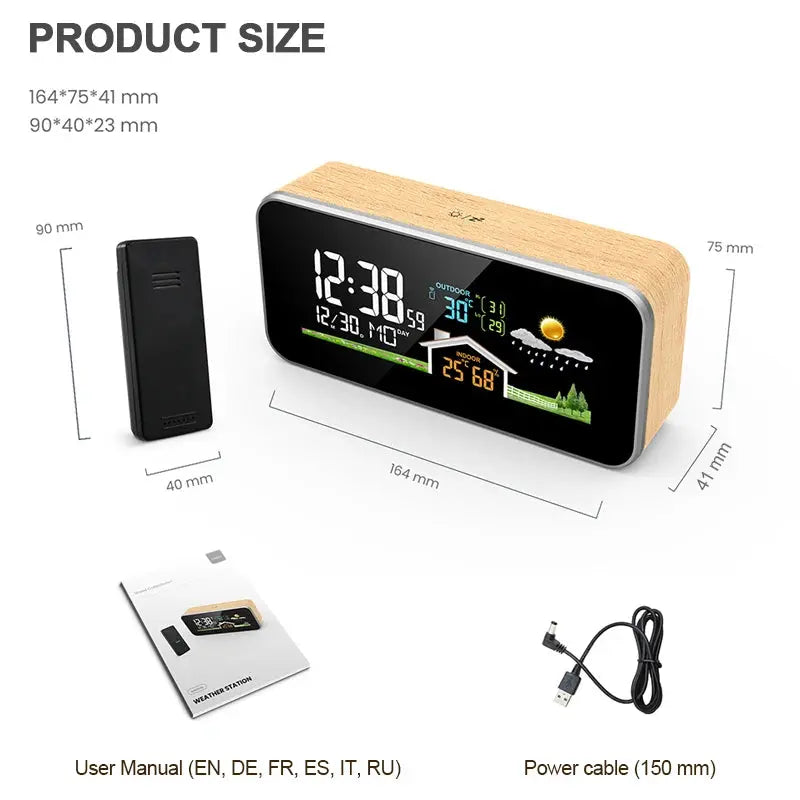 Station Météo LCD Bois – Thermomètre & Hygromètre LED TELEHILL - Socosytech