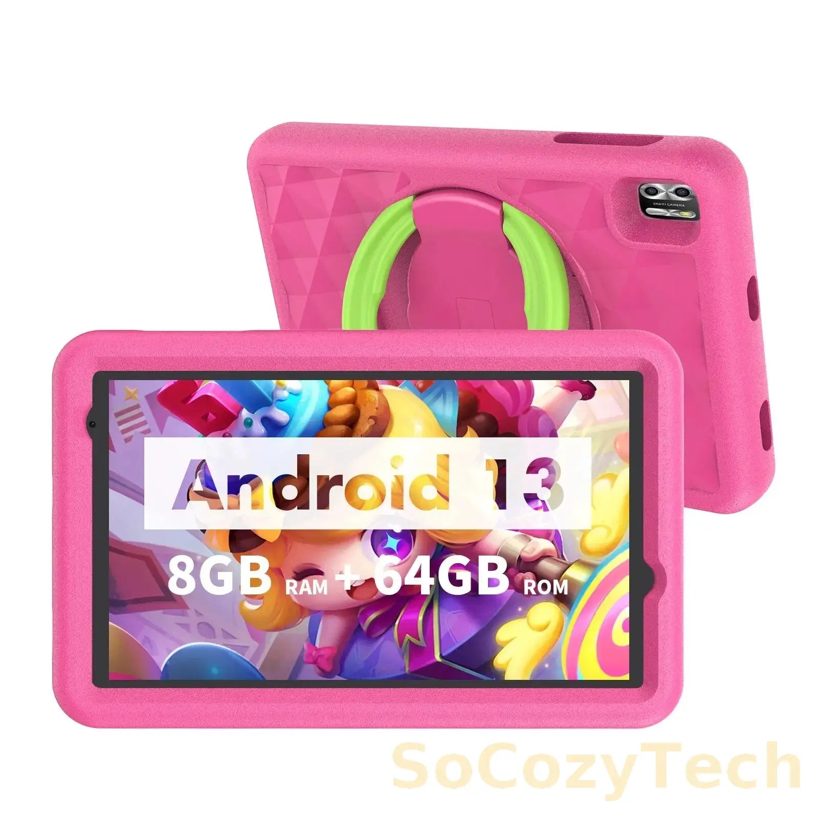 Tablette Enfant 8" Android 13 – RAM 8GB (4+4) + 64GB, WiFi, Contrôle Parental Socosytech