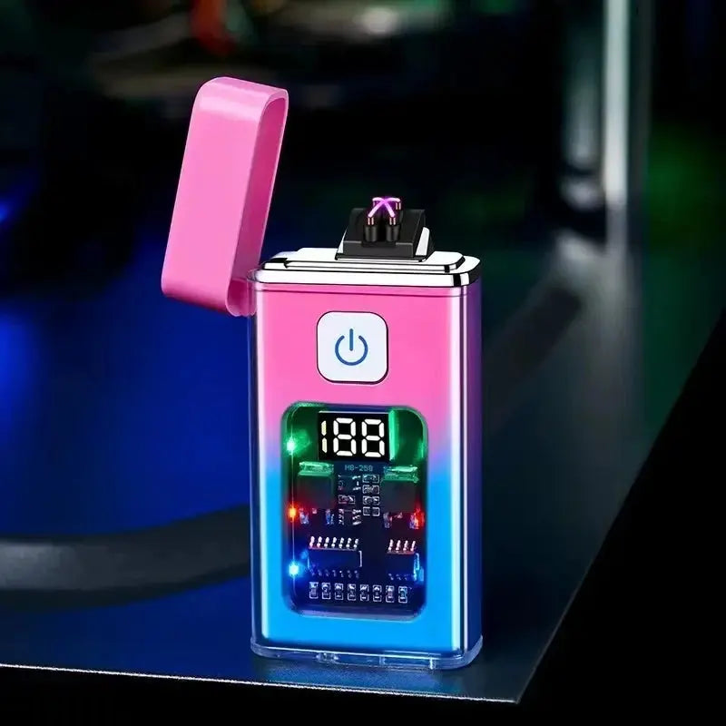 Briquet Plasma USB Arc Double – Allumage Électronique Rechargeable, Anti-Vent, Affichage LED (HB258) Socosytech