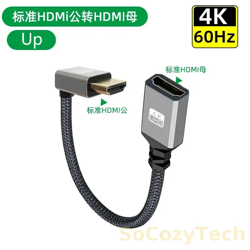 4K60Hz HDMI-Compatible Male To Female Extension Cable Micro/Mini HDMI-Compatible adapter Extender Wire Cord left/right/up/down Socosytech