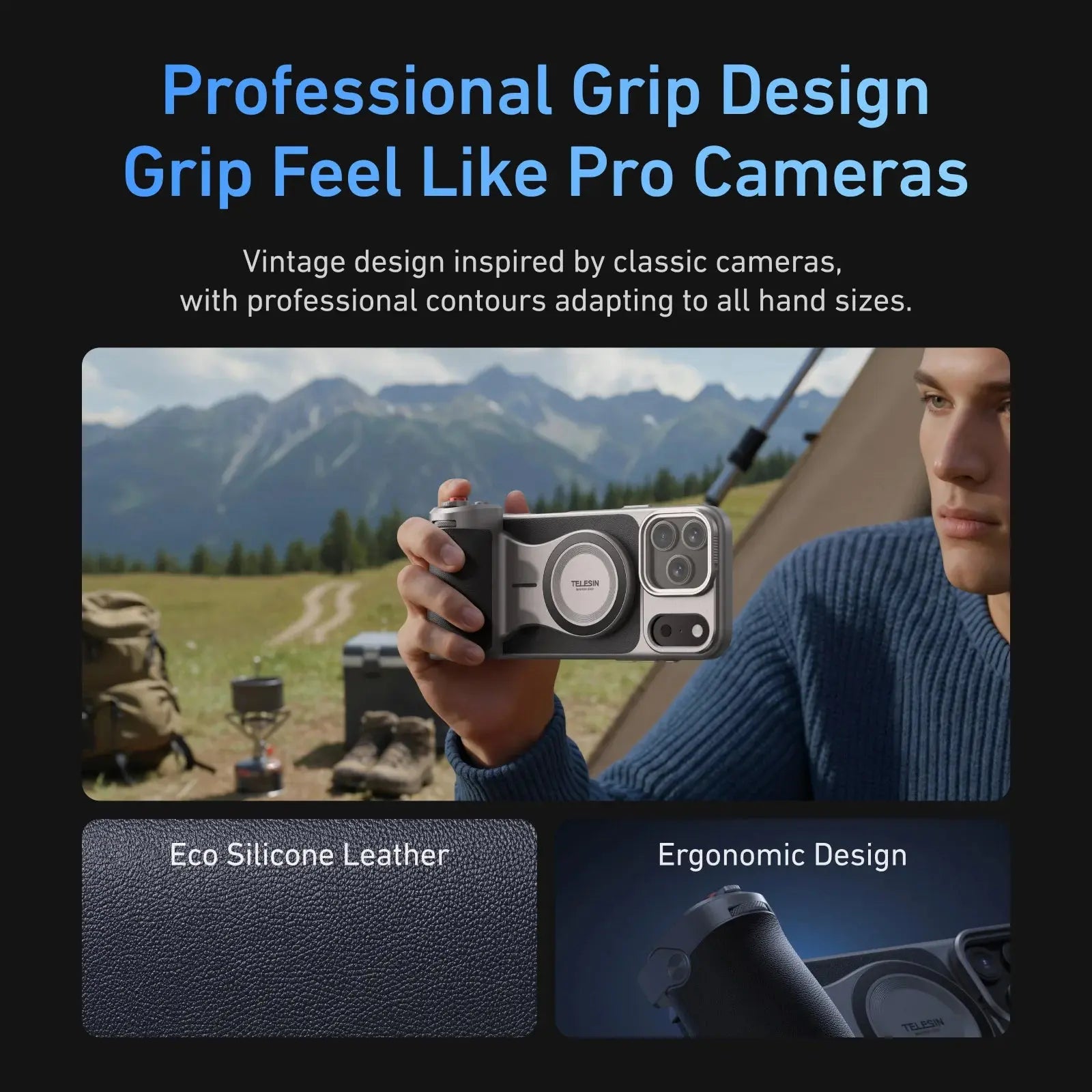 Grip Magnétique Photo & Vidéo pour iPhone 17 Pro / Pro Max – TELESIN Socosytech
