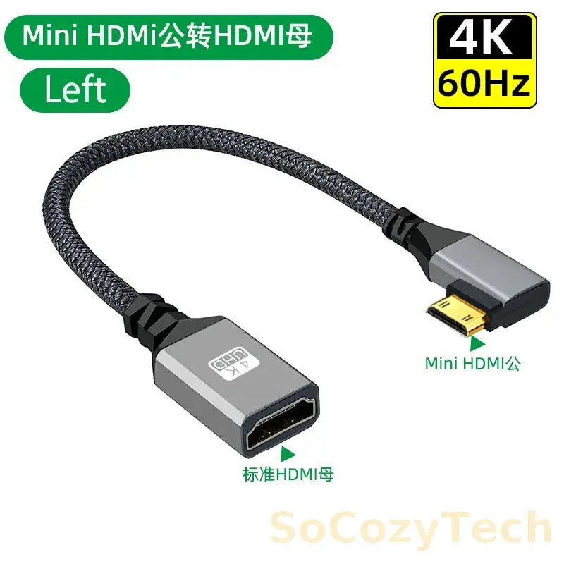 4K60Hz HDMI-Compatible Male To Female Extension Cable Micro/Mini HDMI-Compatible adapter Extender Wire Cord left/right/up/down Socosytech