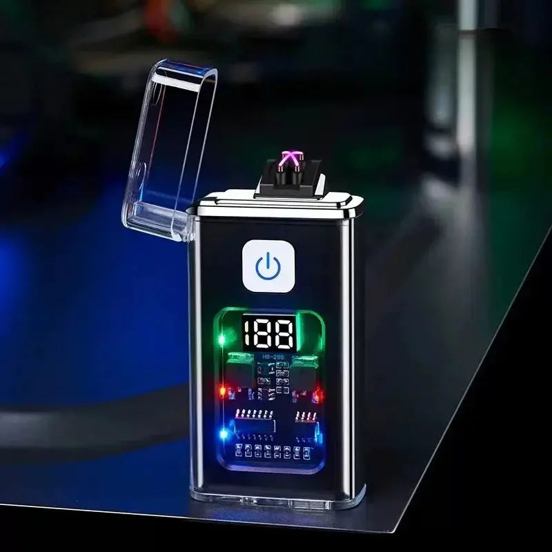 Briquet Plasma USB Arc Double – Allumage Électronique Rechargeable, Anti-Vent, Affichage LED (HB258) Socosytech