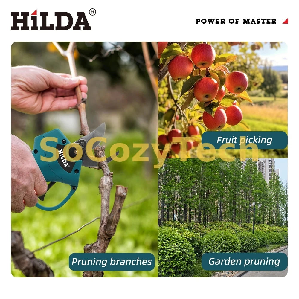 Sécateur Électrique Brushless 500W Sans Fil Hilda – Compatible avec Batteries Makita 18V, Coupe 30mm Professionnel Socosytech