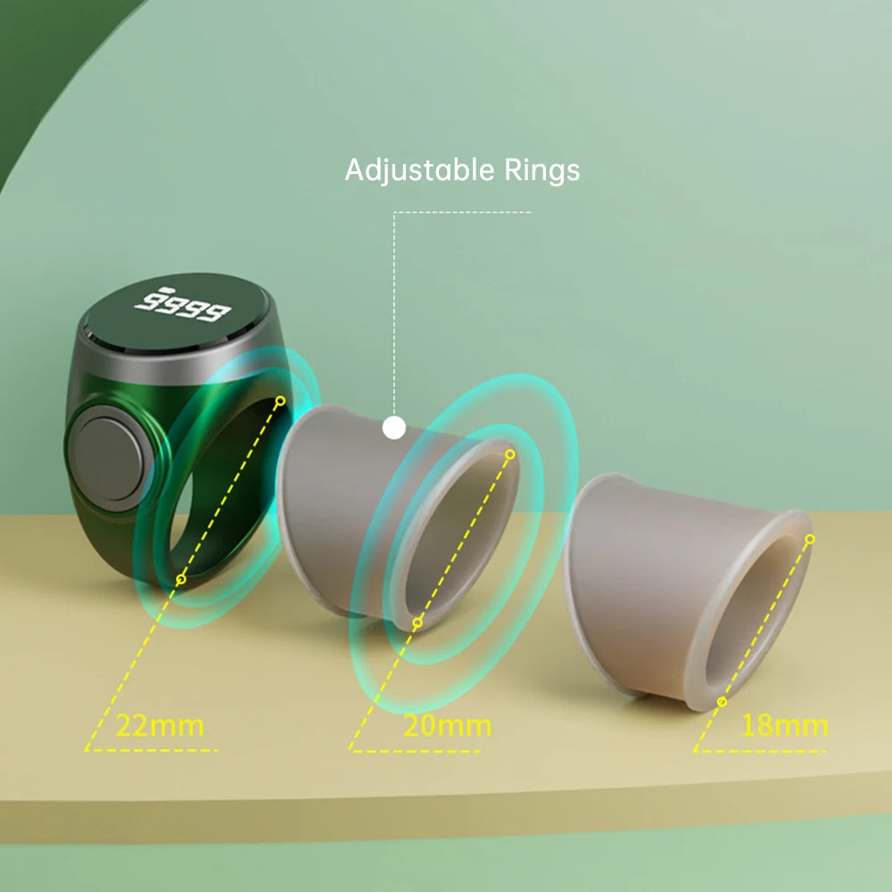 Smart Tasbih Tally Counter Digital Electronic Finger Ring Tally Counter Muslims Tasbeeh Zikr Ring Prayer Counter Type-C Charge Socosytech