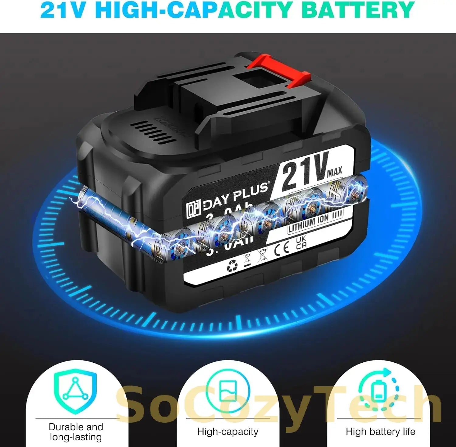 Self-Standing Powerful Stick Cordless Vacuum Cleaner For Hardwood Floor Carpet Pet Hair 60Mins Hand Held Vacuum Cordless Hoover Socosytech