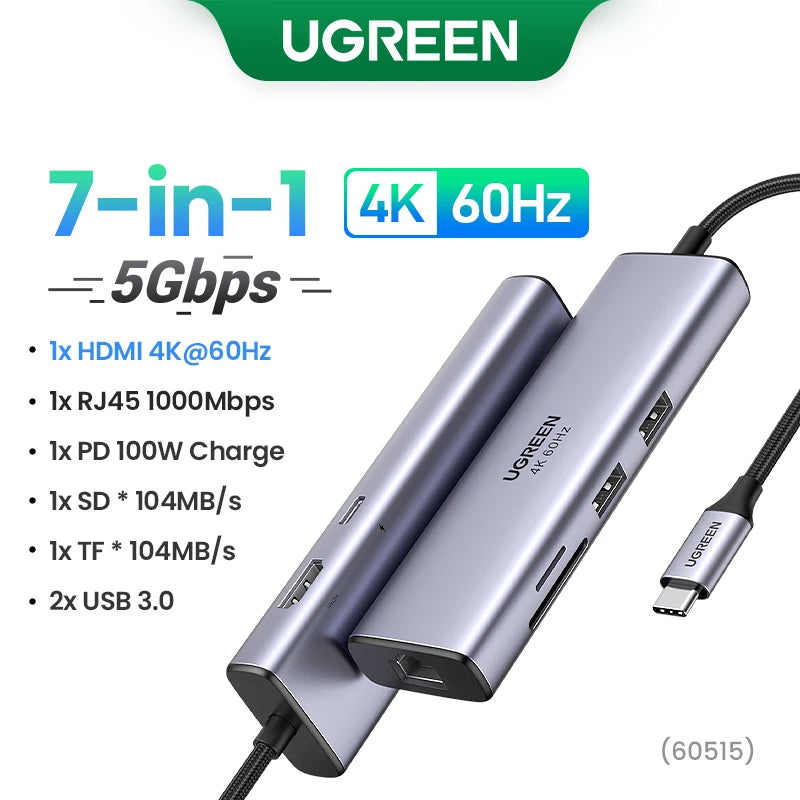UGREEN Hub USB-C 5–13-en-1 – HDMI 8K / RJ45 10Gbps / USB 3.0 / PD 100W
