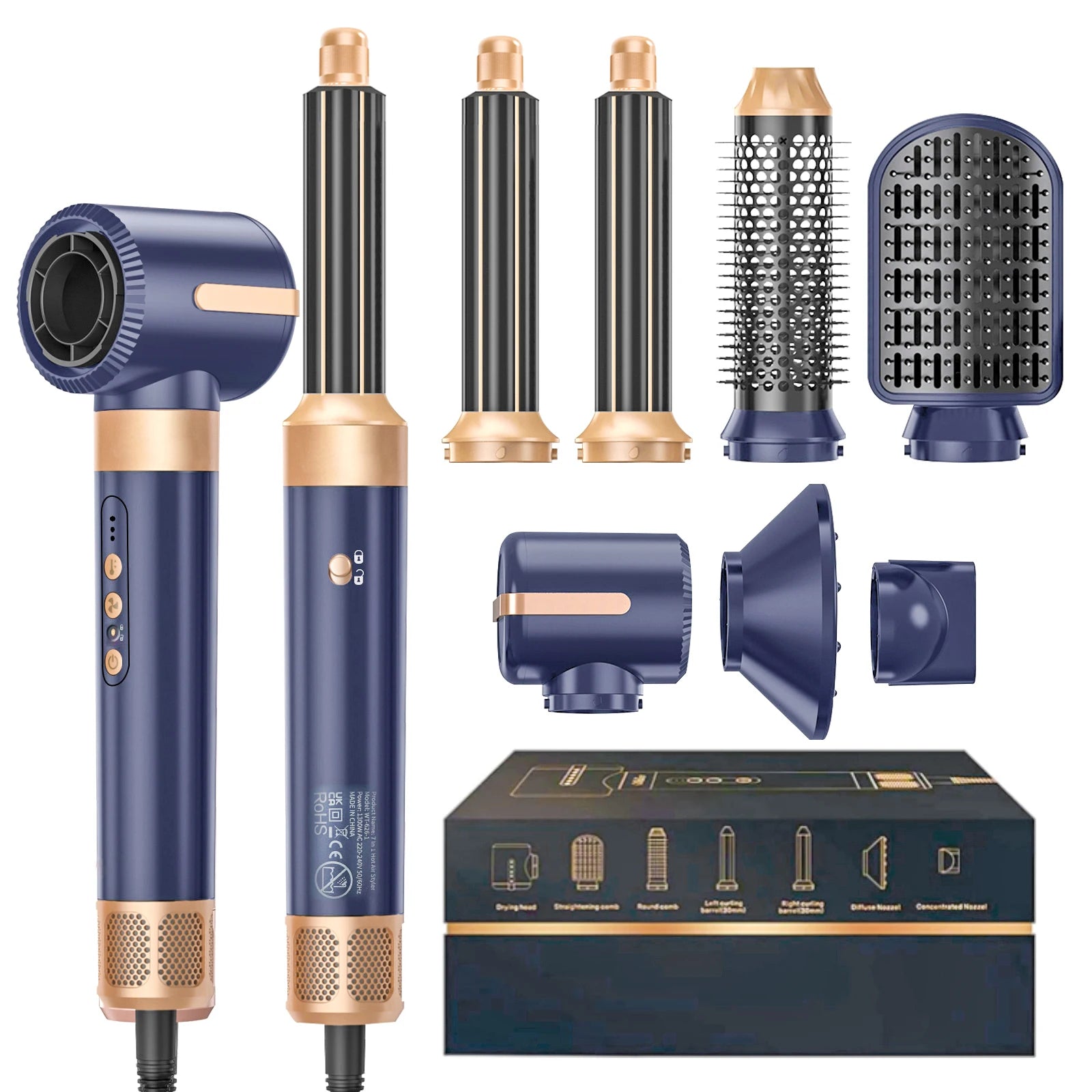 Sèche-Cheveux Brushless 7-en-1 – Air Chaud Ionique & Coiffage Multifonction