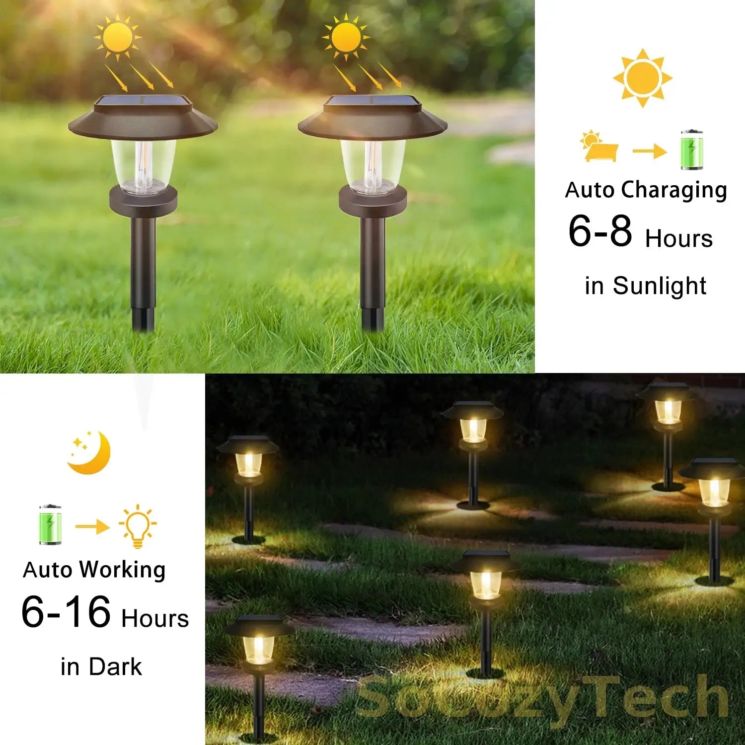 Solar Pathway Lights LED Outdoor Landscape Path Lamp IP65 Waterproof Solar Garden Lights For Yard Garden Walkway Patio Driveway Socosytech