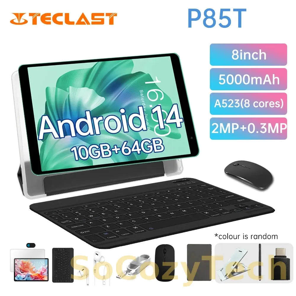 Teclast P85T 2024 Tablet Allwinner A523 8-core 1.8GHz/ 10GB(4GB+6GB) RAM/64GB ROM/8 Inch 800×1280iPS/WIFI5G/4G/5000mAh/Type-C/0 Socosytech
