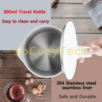 Travel Electric Kettle Tea Coffee 0.8L Stainless Steel Portable Water Boiler Pot For Hotel Family Trip Kitchen Smart Kettle Pot Socosytech