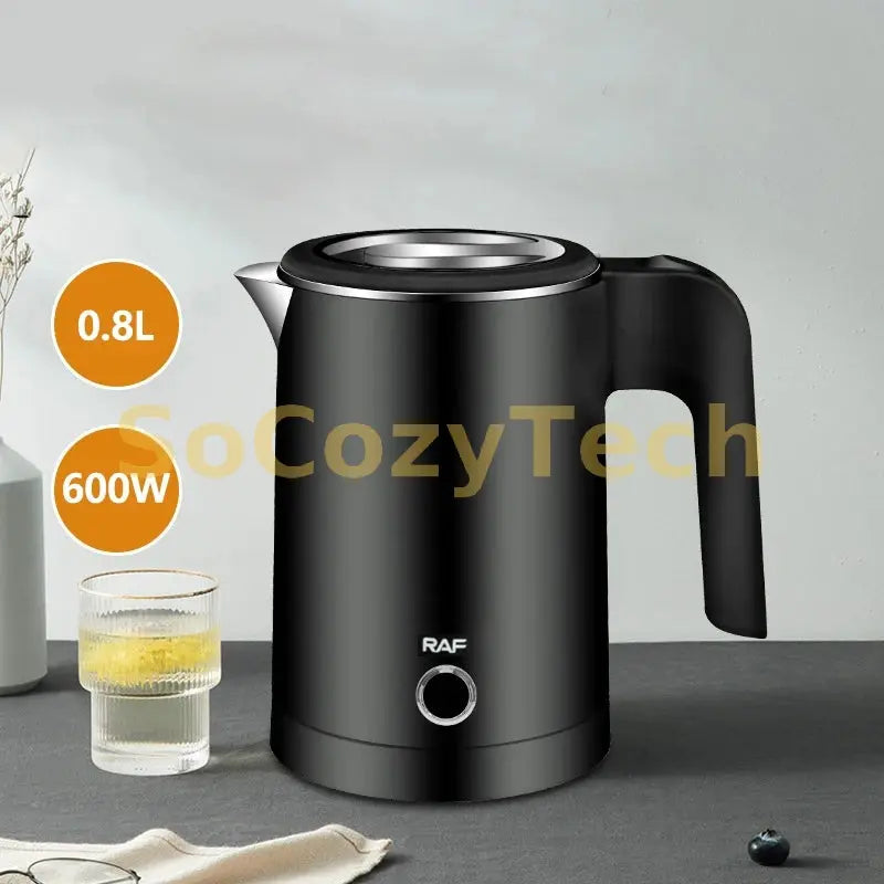 Travel Electric Kettle Tea Coffee 0.8L Stainless Steel Portable Water Boiler Pot For Hotel Family Trip Kitchen Smart Kettle Pot Socosytech