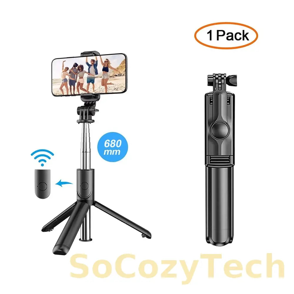 Trépied Selfie 3-en-1 Bluetooth – Télécommande + Lumière LED (Ultra-Portable) Socosytech