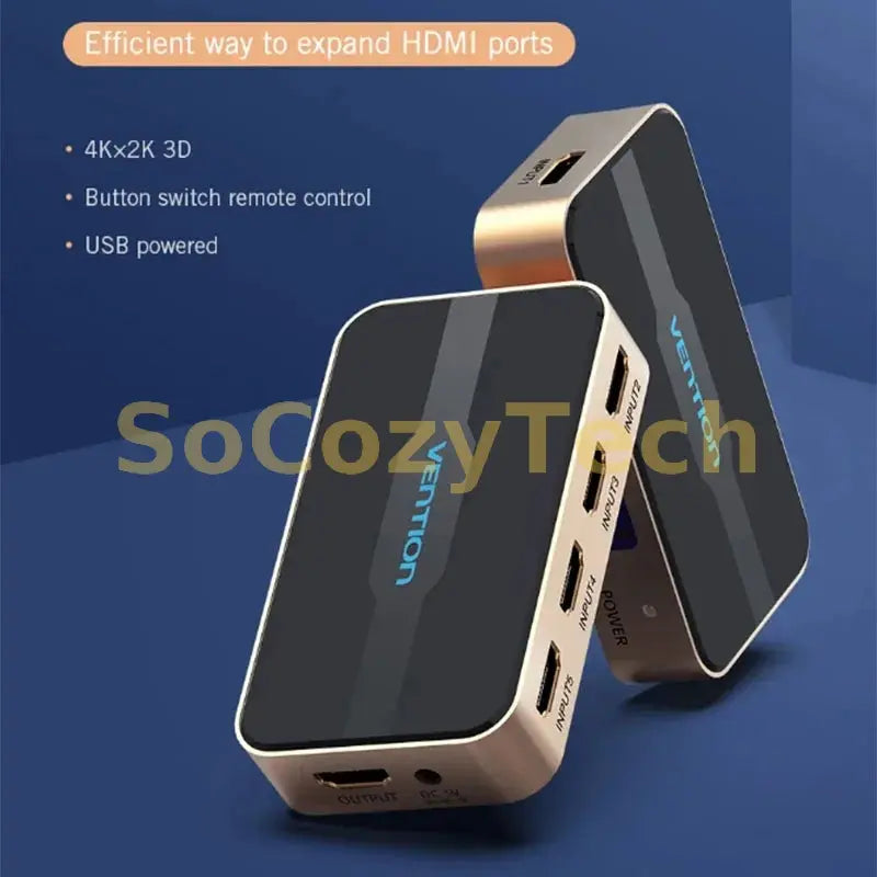 Vention HDMI Splitter 5 Input 1 Output HDMI Switch 5x1 for XBOX 360 PS4 Smart Android HDTV 4K 5 in 1 out HDMI Switcher Adapter Socosytech
