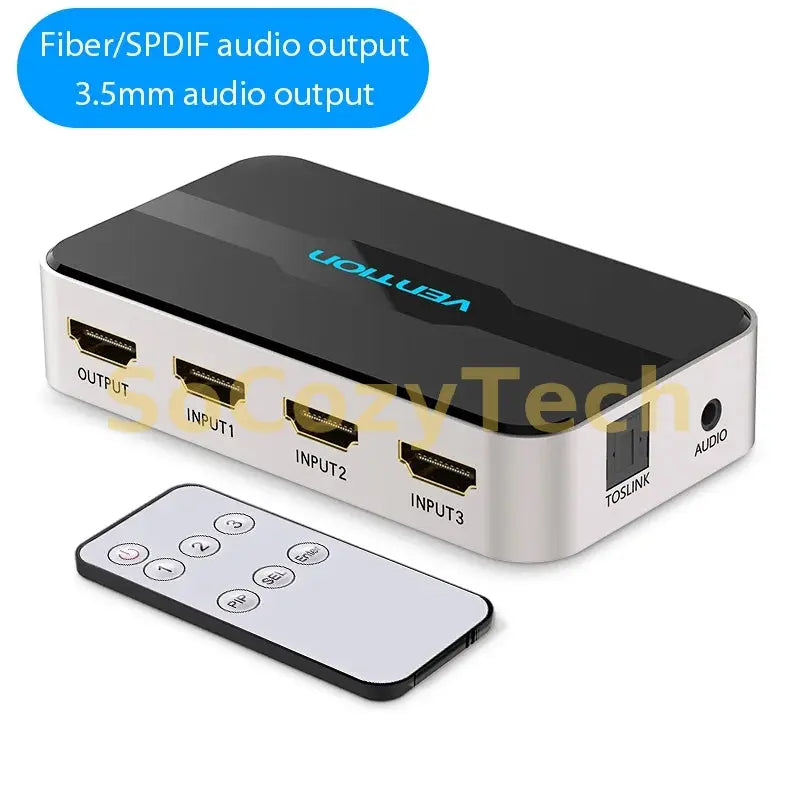 Vention HDMI Splitter 5 Input 1 Output HDMI Switch 5x1 for XBOX 360 PS4 Smart Android HDTV 4K 5 in 1 out HDMI Switcher Adapter Socosytech