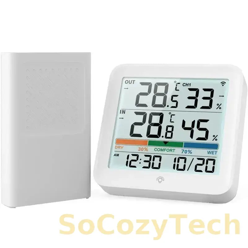 Weather Station Indoor Outdoor Wireless Thermometer Hygrometer With 1 Remote Sensor Temperature And Humidity Gauge Meter Monitor Socosytech