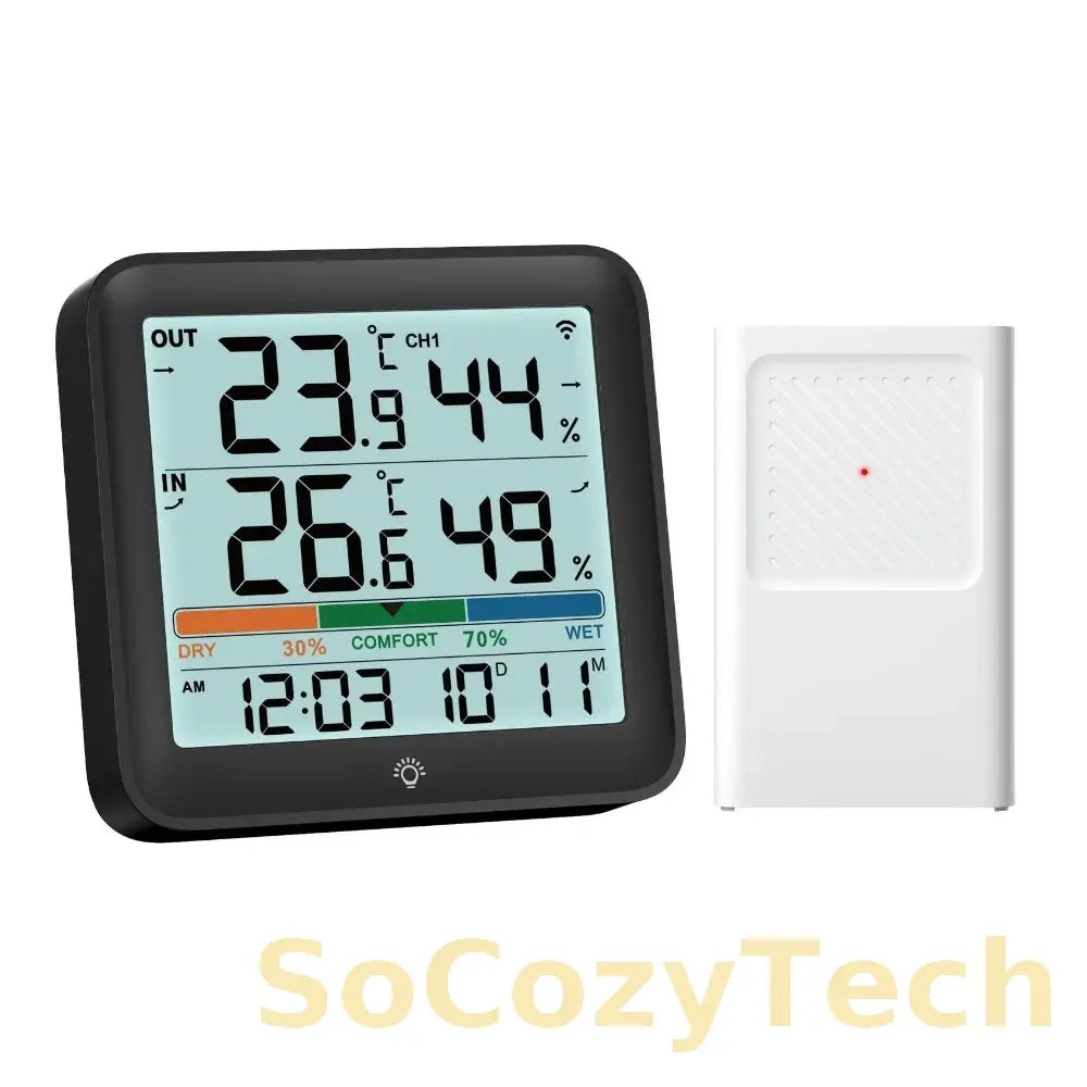 Weather Station Indoor Outdoor Wireless Thermometer Hygrometer With 1 Remote Sensor Temperature And Humidity Gauge Meter Monitor Socosytech