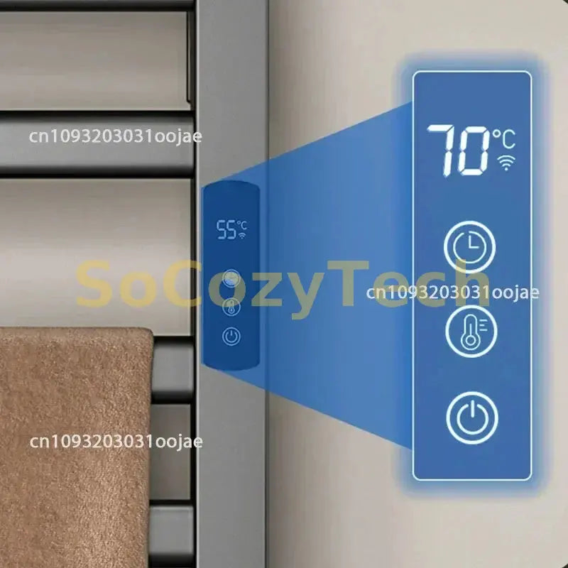 WiFi App Control Towel Warmer Bathroom Wall Mounted Electric Towel Drying, Heated Towel Rack with Timer And Temperature Control Socosytech