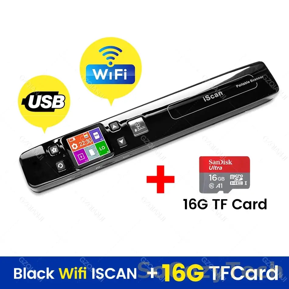 Scanner Portable A4 WiFi – 1050 DPI, JPG/PDF, 16/32 Go Socosytech