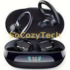Wireless Bluetooth Earbuds with Ear Hook IPX7 Waterproof Sport Headphones Noise Cancelling Deep Bass LED Display for Running Gym Socosytech