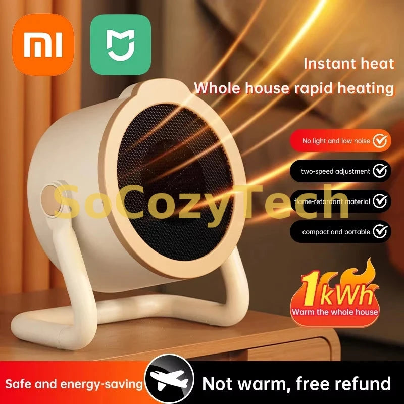 Xiaomi 1000W Portable Desktop Electric Heater Warm Air Blower Heating Ceramic Space Heater With Tip Over Protection For Home Use Socosytech