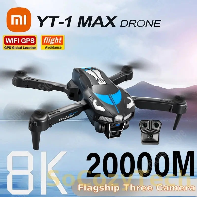 Xiaomi YT11 Drone 8K HD Three Camera Brushless Motor 5G WIFI FPV Optical Flow Positioning Obstacle Avoidance RC Drone 20000M Socosytech