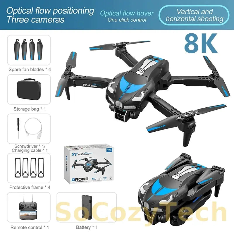 Xiaomi YT11 Drone 8K HD Three Camera Brushless Motor 5G WIFI FPV Optical Flow Positioning Obstacle Avoidance RC Drone 20000M Socosytech