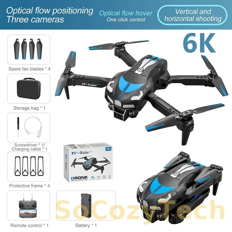 Xiaomi YT11 Drone 8K HD Three Camera Brushless Motor 5G WIFI FPV Optical Flow Positioning Obstacle Avoidance RC Drone 20000M Socosytech